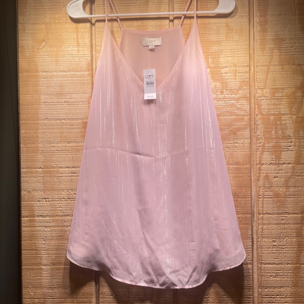 LOFT Light Pink Satin V-Neck Camisole